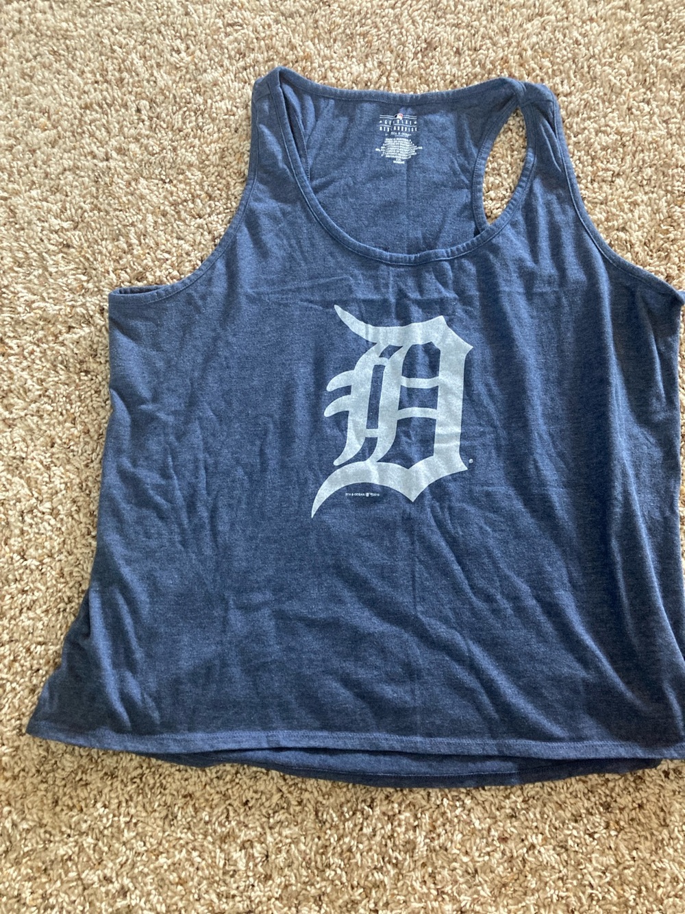 5th & Ocean Navy Blue Graphic Racerback Tank Top